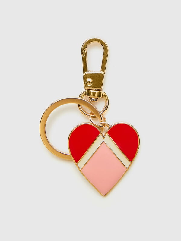 Llavero dorado con colgante de corazón Mujer