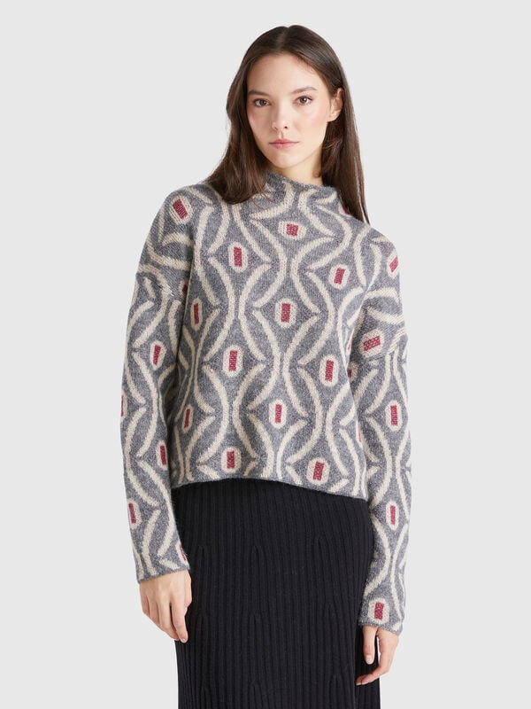 Jersey de cuello alto de jacquard Mujer