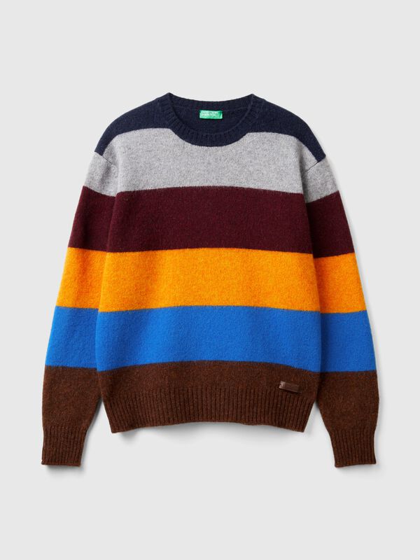 Jersey de rayas de pura lana Shetland Hombre