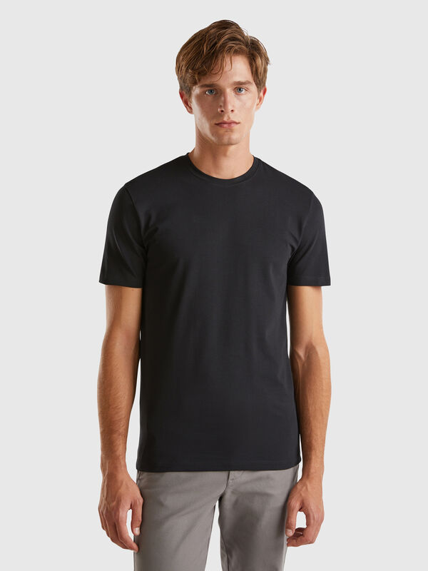 Camiseta slim fit de algodón elástico Hombre