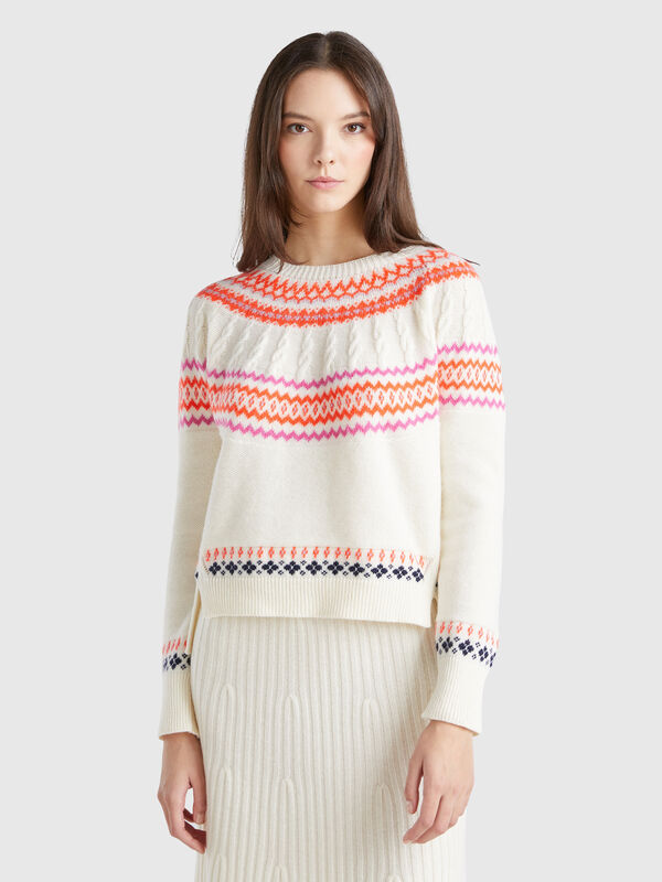 Jersey de jacquard de lana mixta Mujer