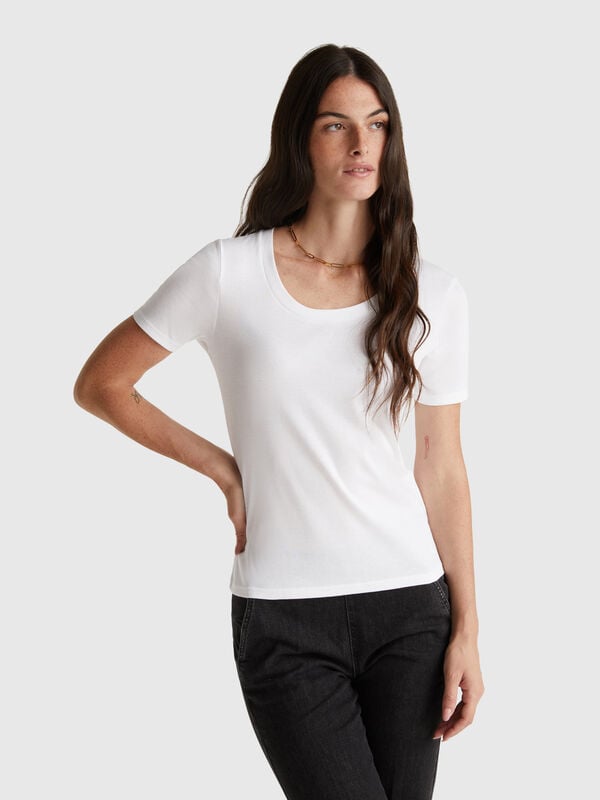 Camiseta de manga corta de algodón de fibra larga Mujer