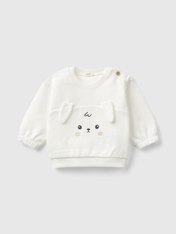 Sudadera de algodón orgánico con bordado y parche Recién nacidos