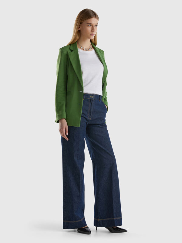 Pantalón vaquero con pernera amplia Mujer