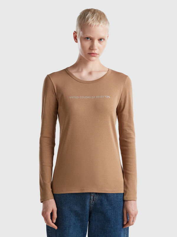 Camiseta camel de manga larga Mujer