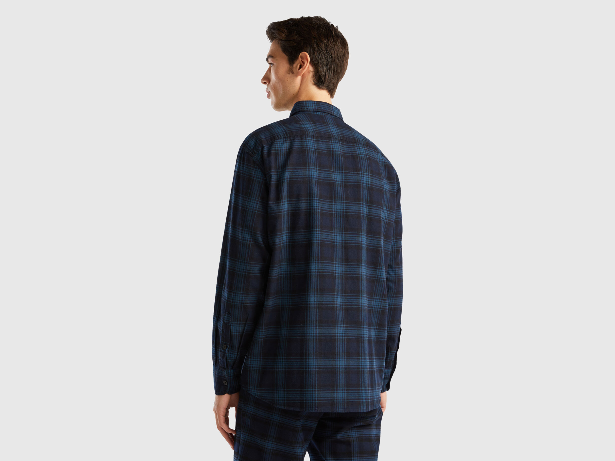 Camisa de franela de cuadros Azul Oscuro Benetton