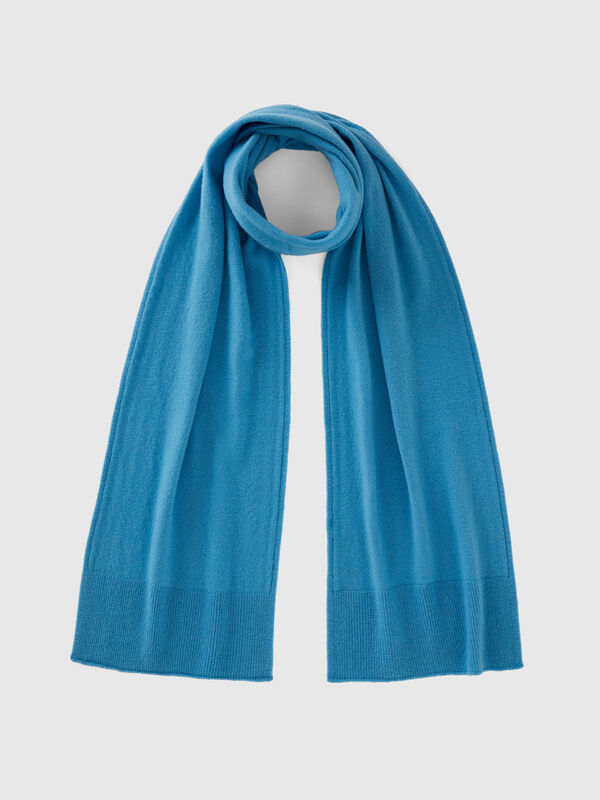 Bufanda azul claro de pura lana merina Mujer