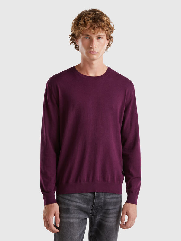 Jersey de cuello redondo de algodón ligero mixto Hombre