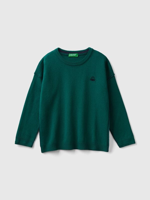 Jersey de cuello redondo con bordado Niño