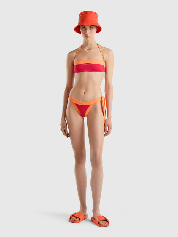 Top de traje de baño Nina  Bikini bandeau con lazo central