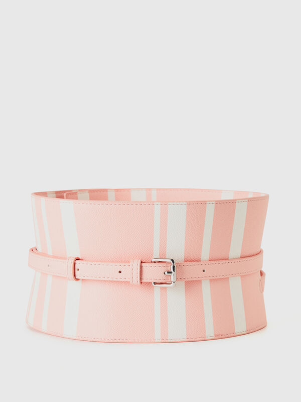Cinturón corsé rosa de rayas Mujer