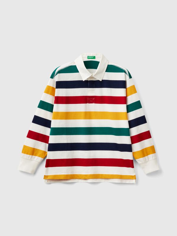 Polo de rugby de rayas multicolores Niño