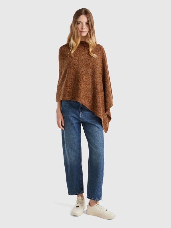 Capa de pura lana tricot Shetland Mujer