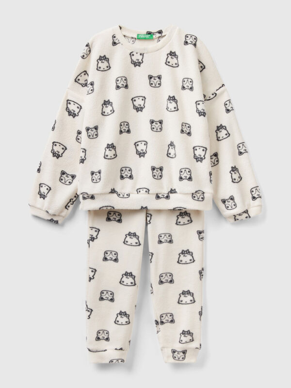 Pijama polar con estampado de mascotas Niña