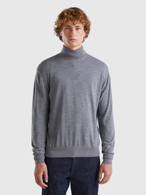 Jersey de cuello cisne de pura lana merina Hombre