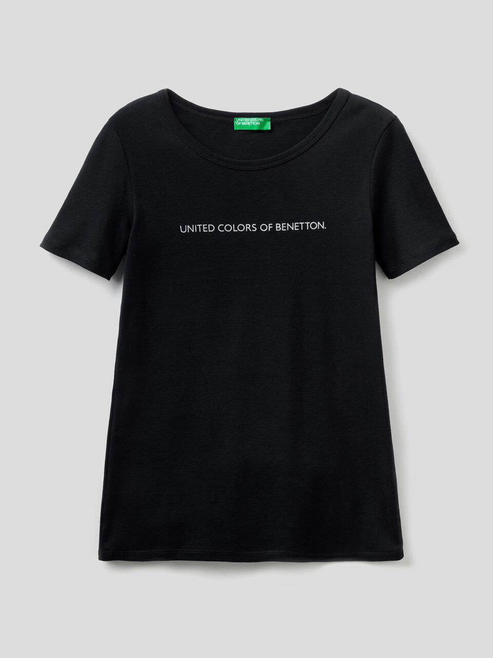 Camiseta de 100 % algodón con estampado de logotipo con glitter image number 1