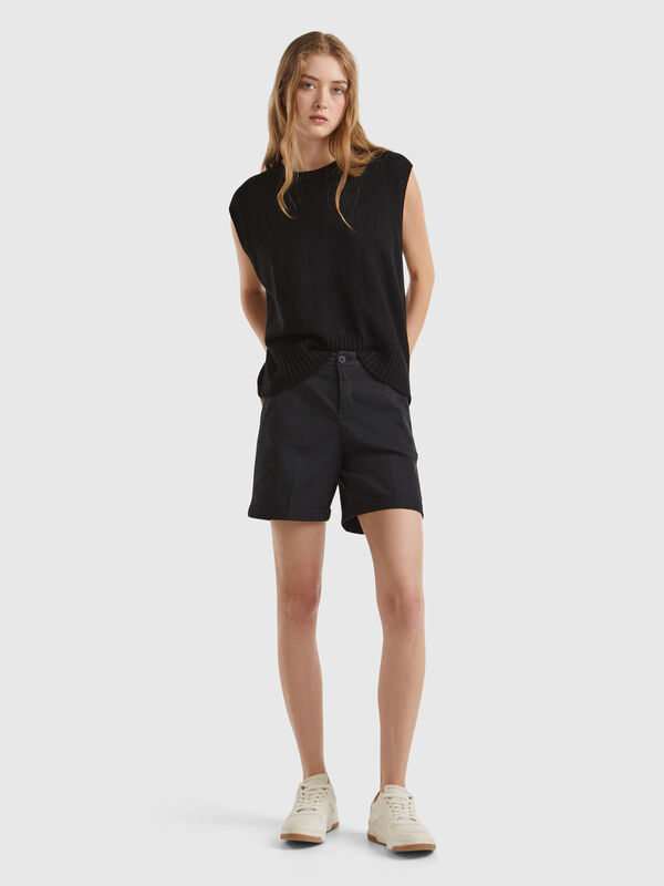 Bermudas de algodón elástico Mujer