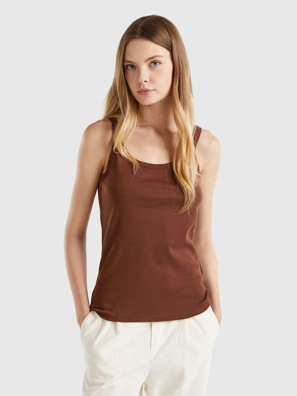 Camiseta de tirantes marrón oscuro de 100 % algodón Mujer