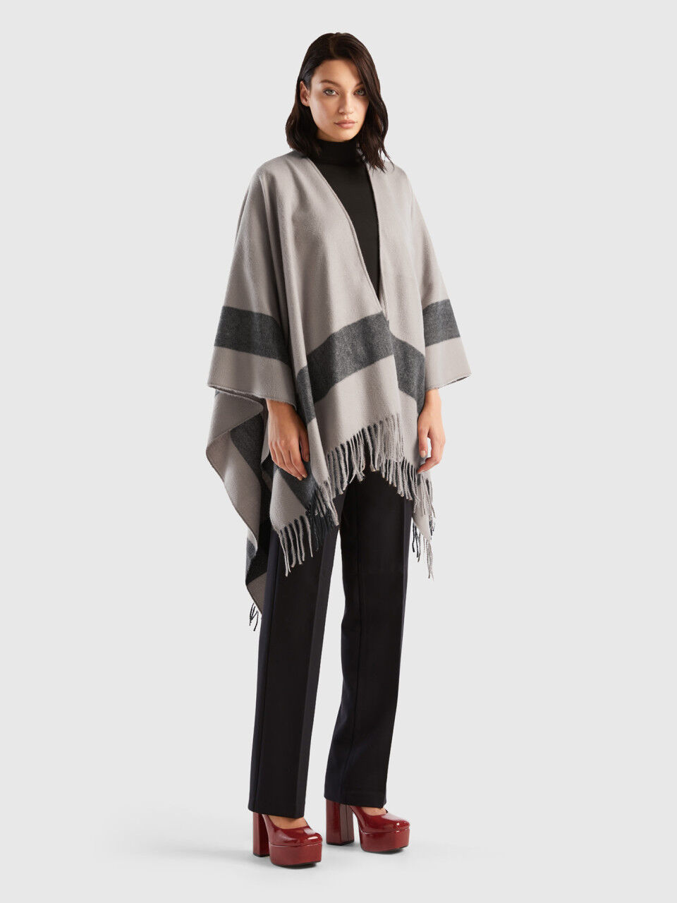 Poncho gris femme top