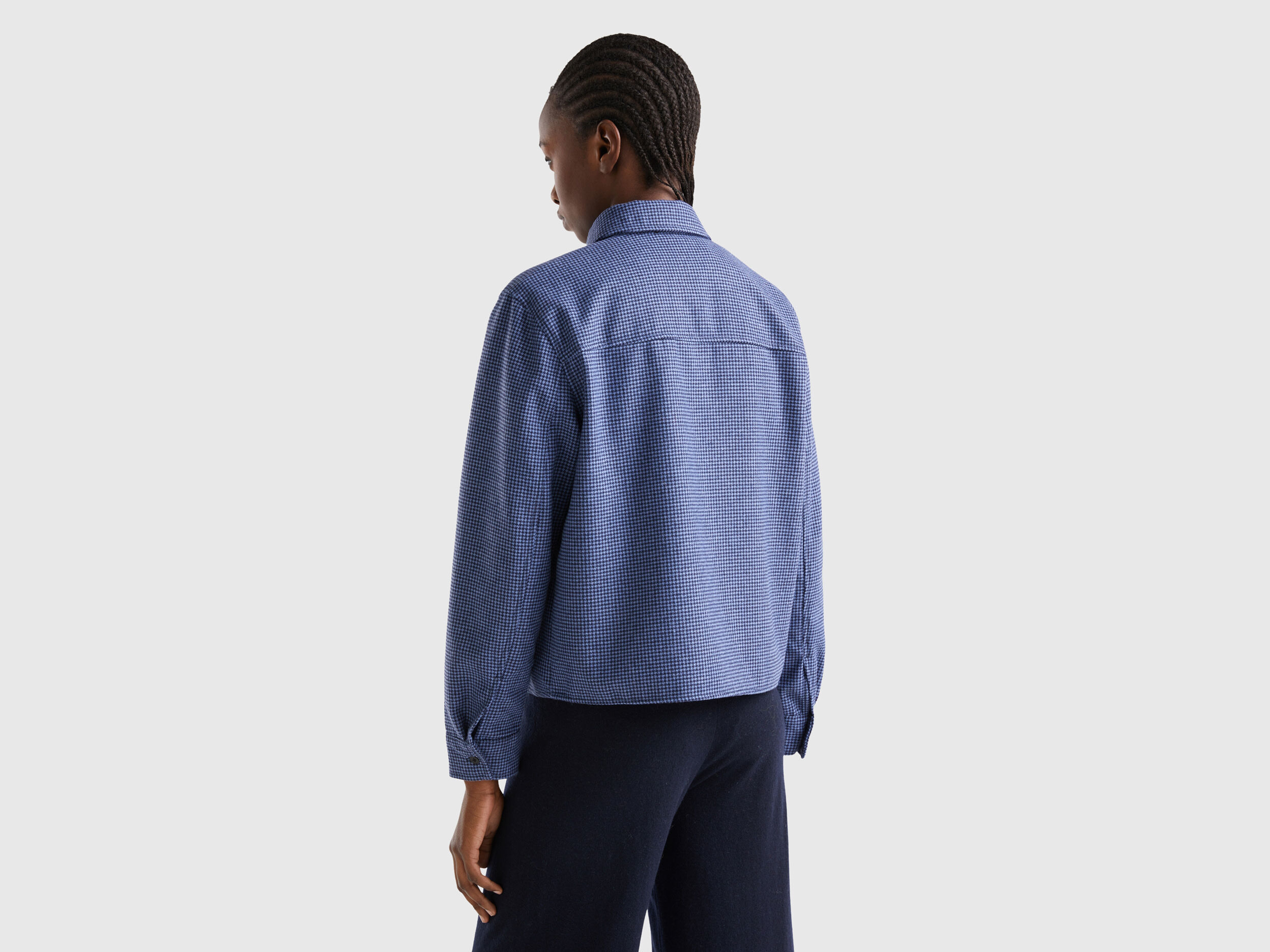 Sobrecamisa corta de pata de gallo Azul Benetton