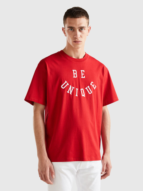 Camiseta con estampado de eslogan Hombre