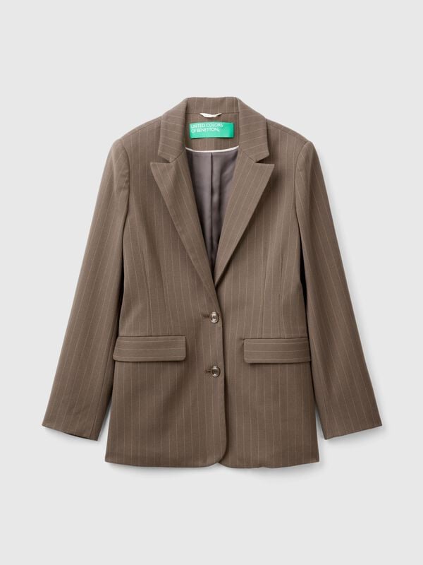 Blazer de raya diplomática de viscosa mixta Mujer
