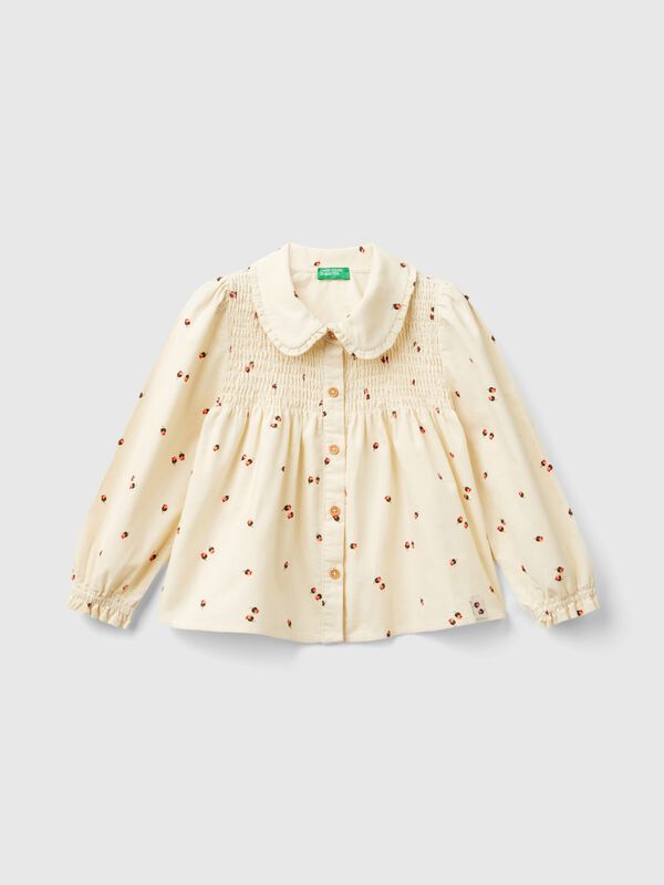 Camisa de pana con estampado de rosas Niña