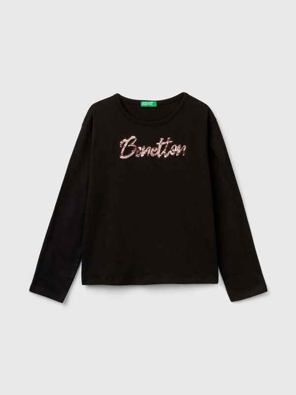 Camiseta de algodón cálido orgánico con lentejuelas Niña