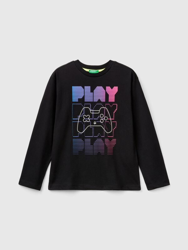 Camiseta gamer de algodón mixto Niño