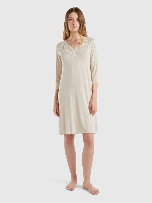 Camisón con detalles de encaje Mujer