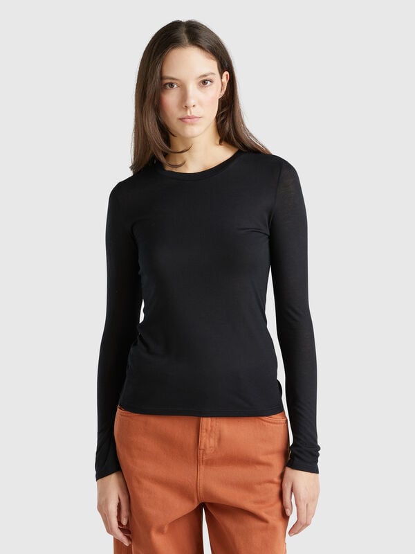 Camiseta en mezcla de viscosa y cachemir Mujer