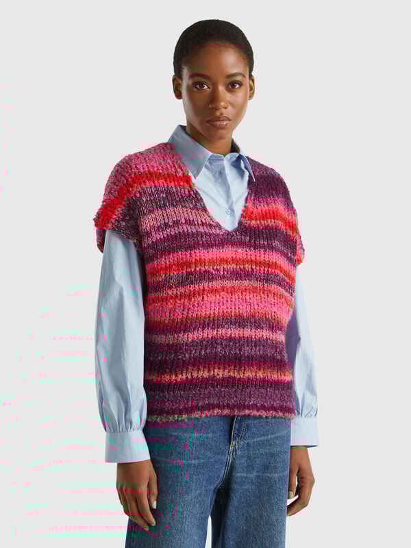 Chaleco multicolor de lana mixta Mujer