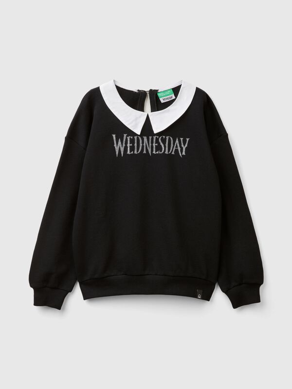 Sudadera negra de Miércoles Addams con cuello camisero Niña
