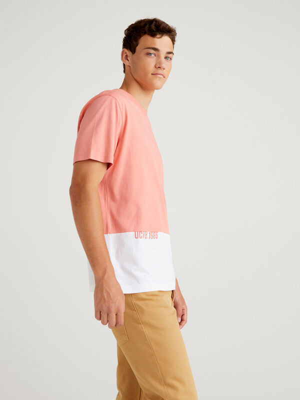 Camiseta color block de 100 % algodón Hombre
