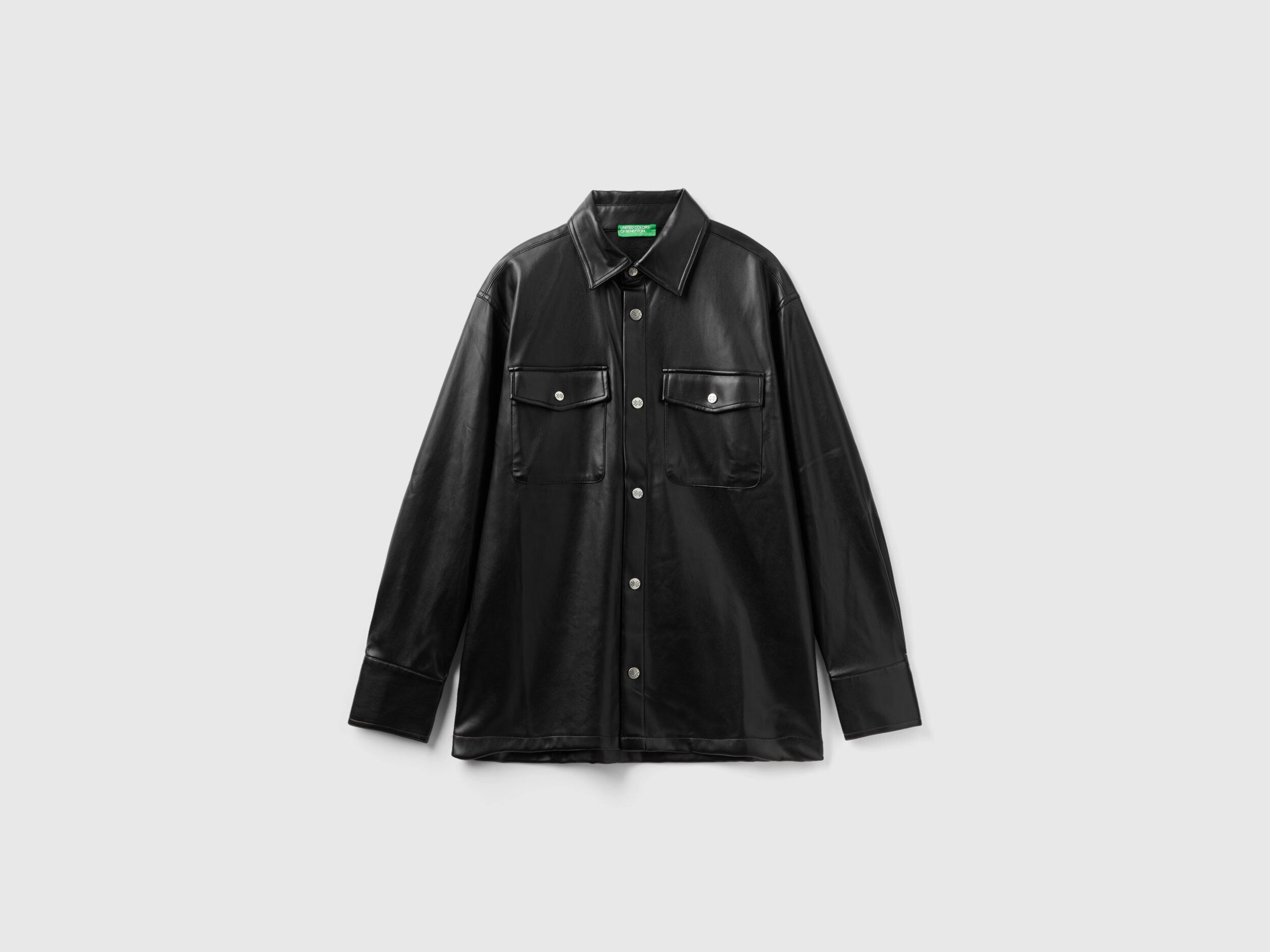 Camisa con efecto piel Negro Benetton