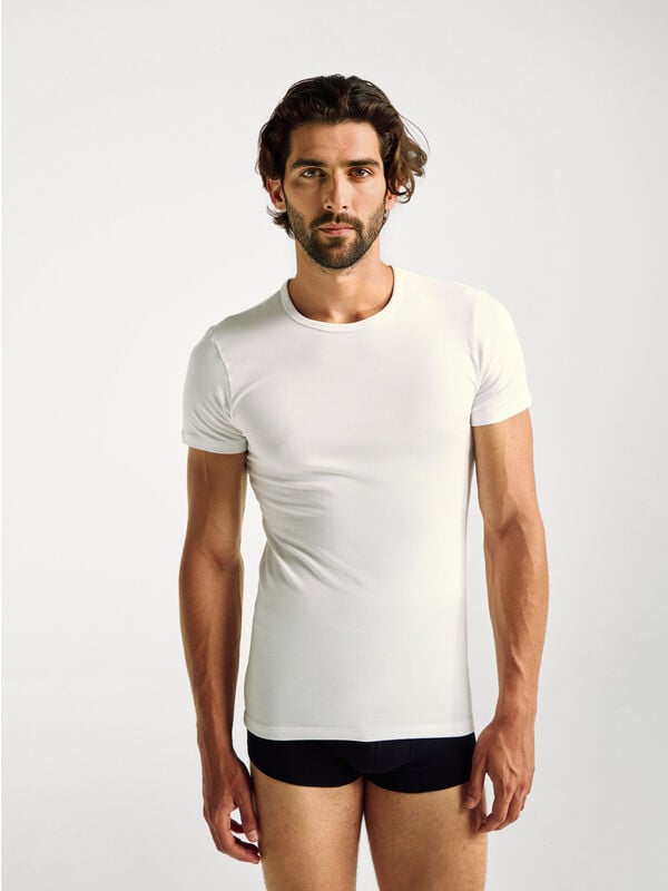 Camiseta de algodón elástico Hombre