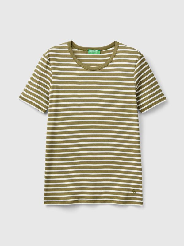 Camiseta de cuello redondo a rayas Mujer