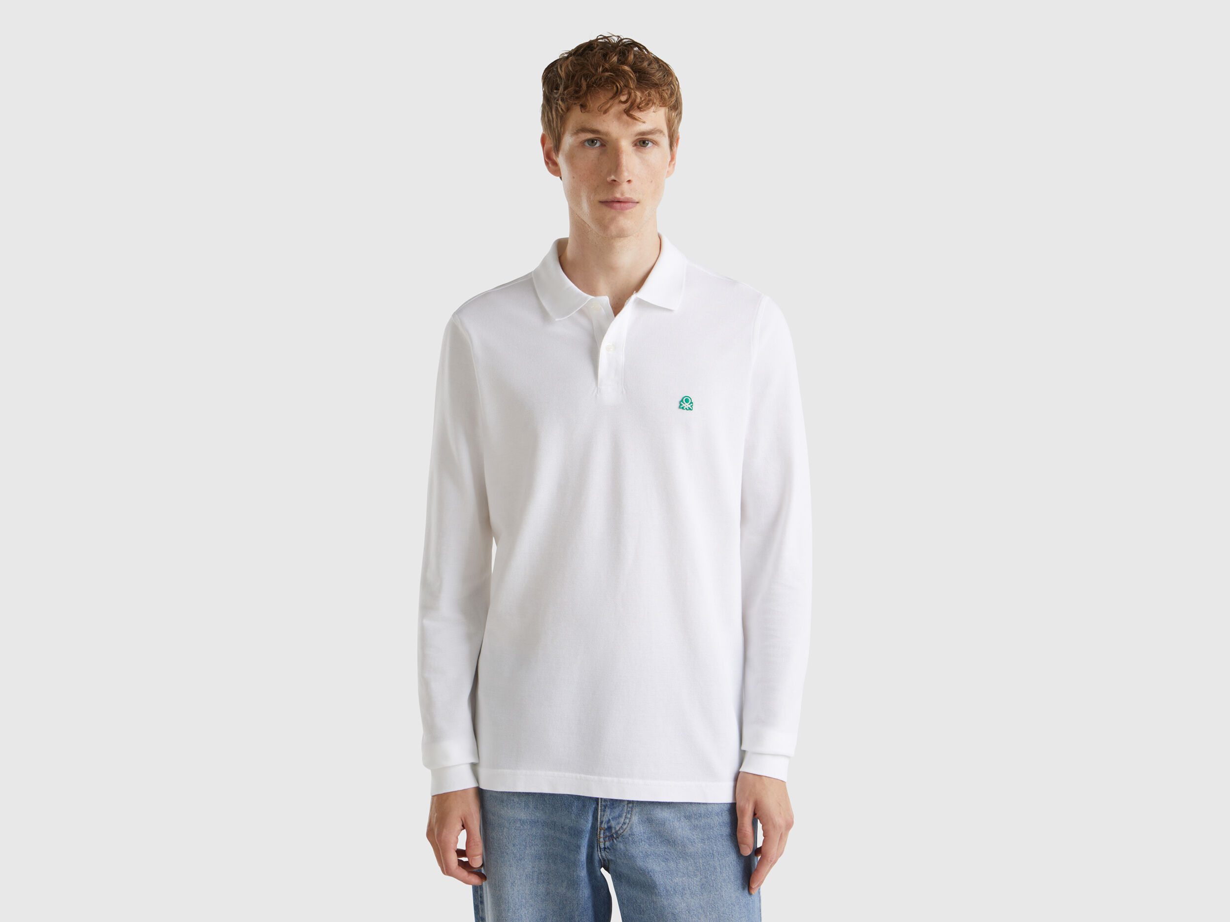 Polo blanco manga larga hot sale