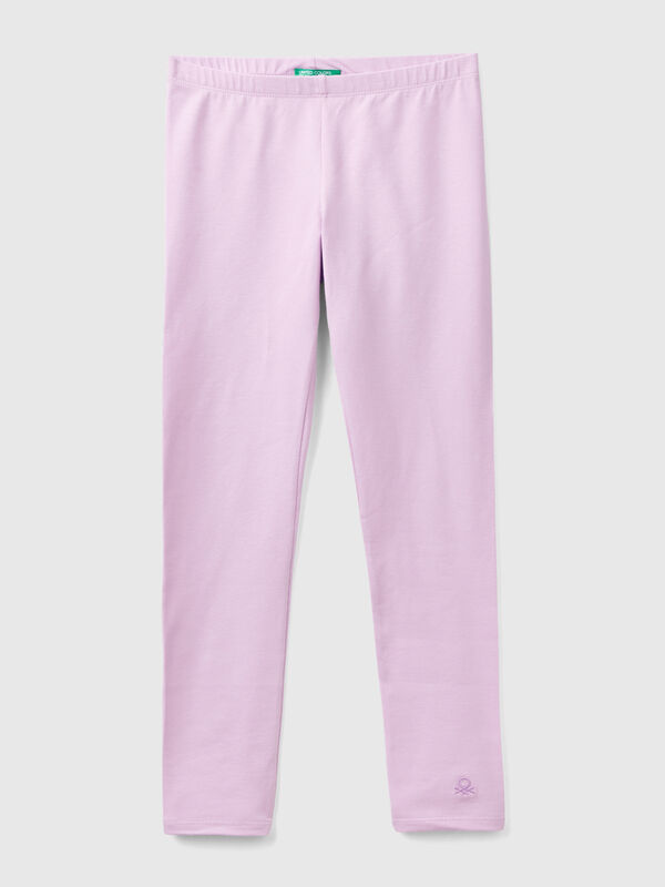 Leggings de algodón elástico con logotipo Niña