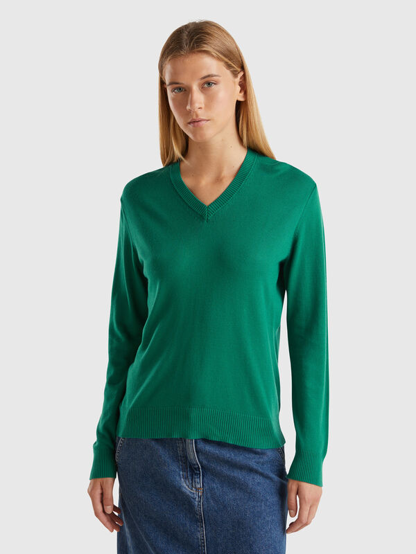 Jersey de Modal mixto con escote de pico Mujer