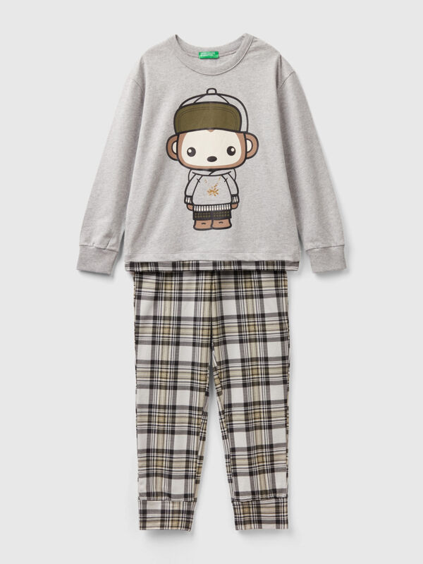Pijama largo con estampado de mascotas Niño