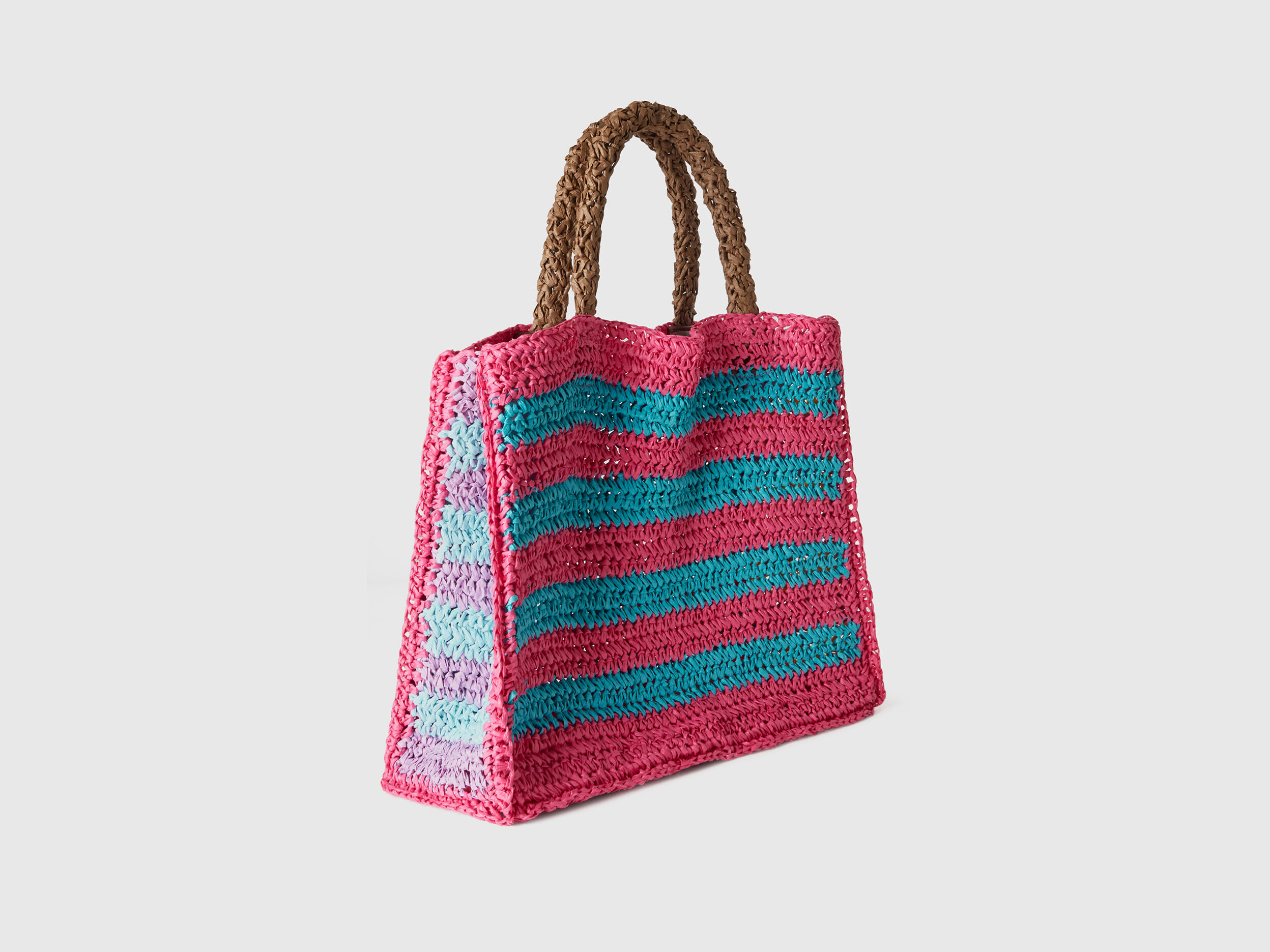 Bolsa de playa con efecto paja Multi color Benetton