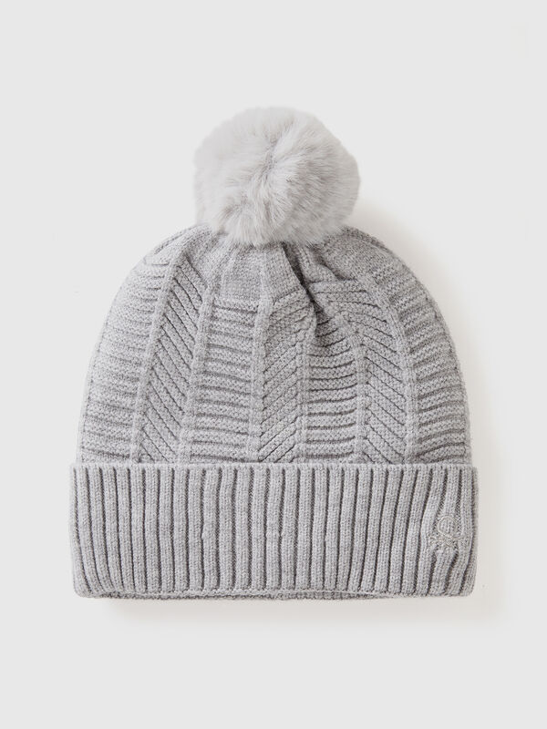 Gorro forrado con pompón Mujer