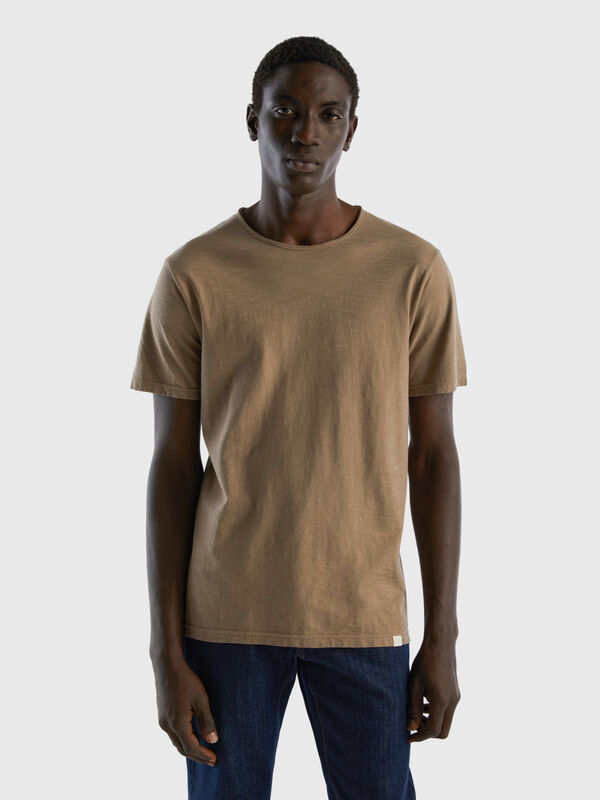 Camiseta gris ceniza de algodón flameado Hombre
