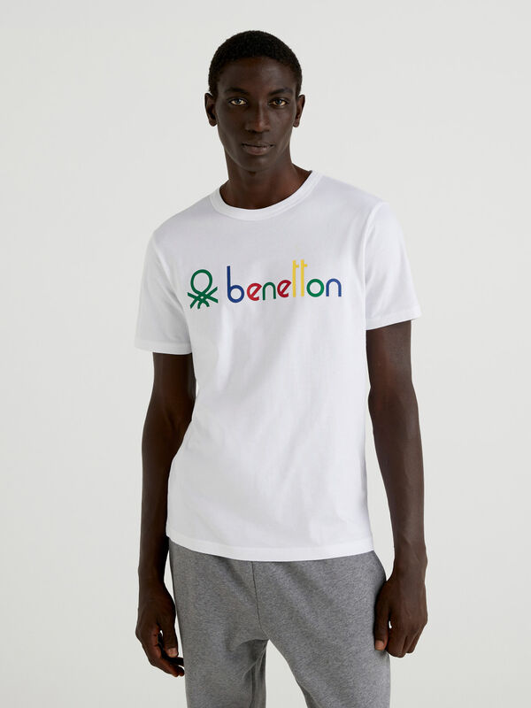 Camiseta blanca de algodón orgánico con logotipo Hombre