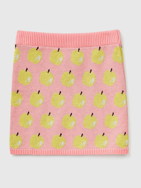 Minifalda rosa con estampado de manzanas Niña