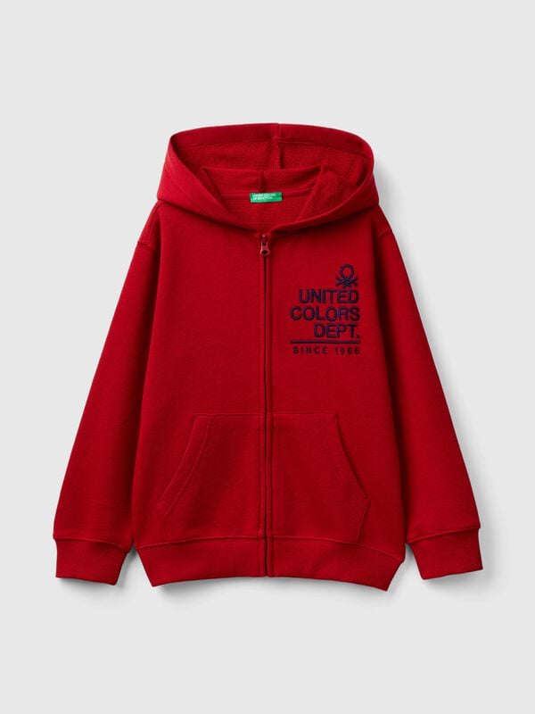 Sudadera con cremallera y bordado de logotipo Niño