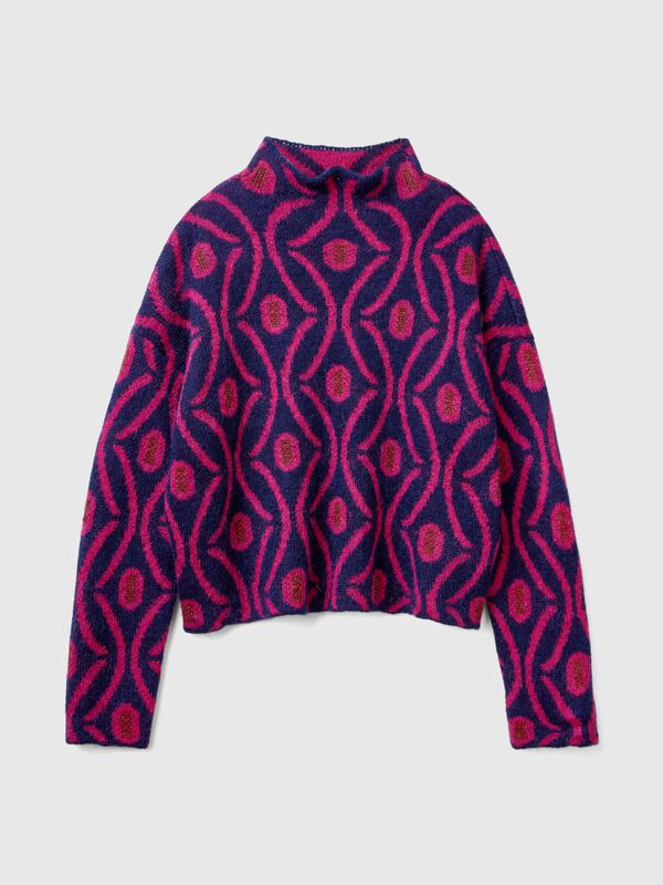 Jersey de cuello alto de jacquard Mujer