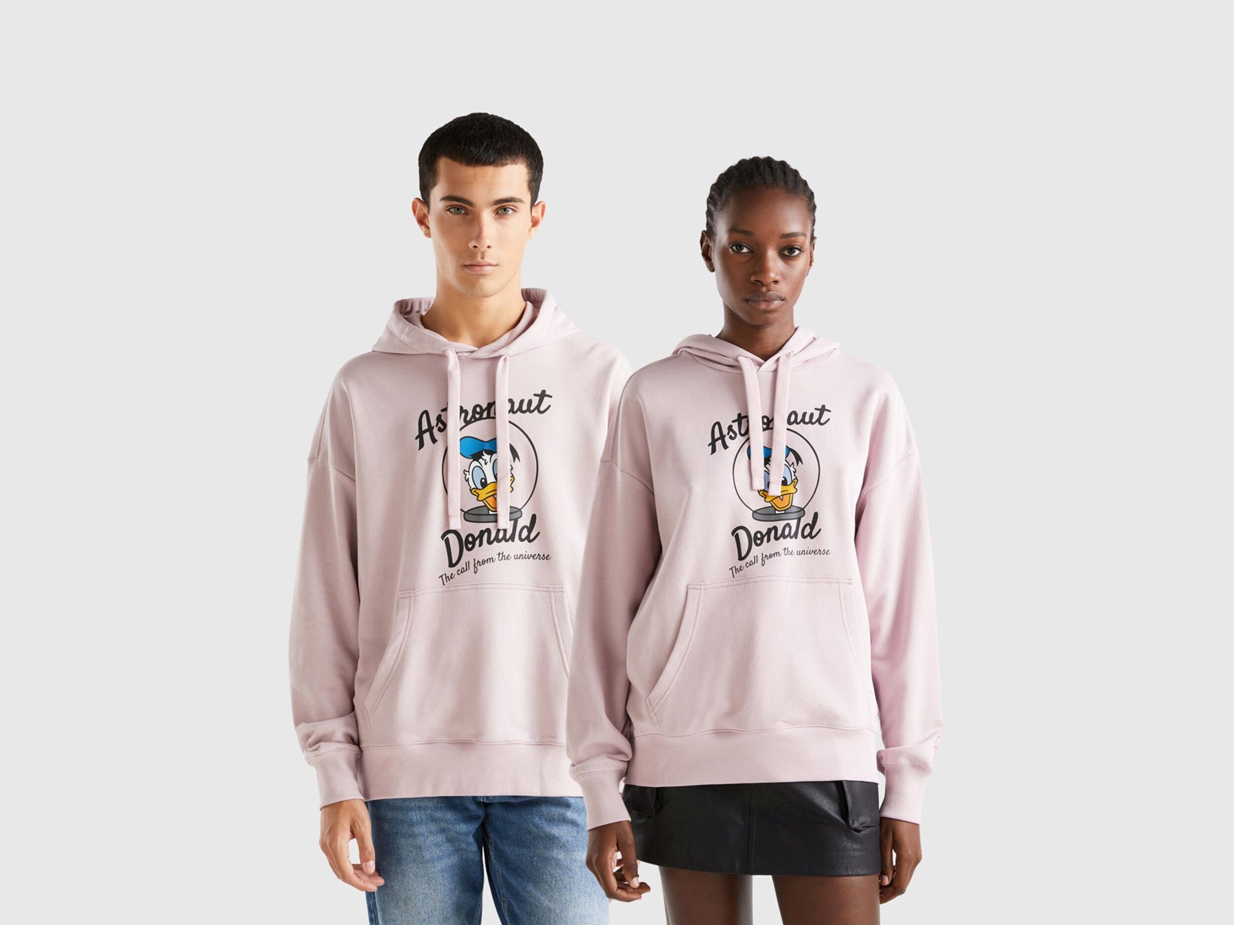 Sudadera rosa del Pato Donald con capucha Rosa Benetton