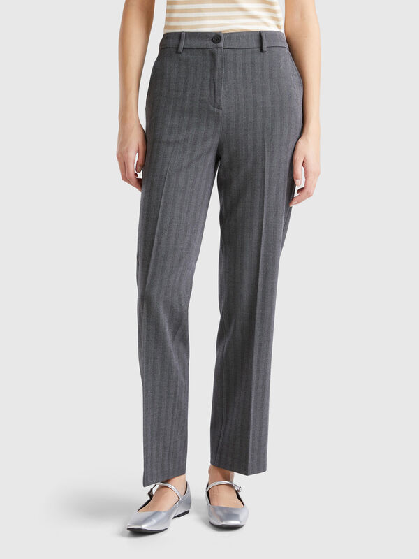 Pantalón recto de viscosa mixta Pantalón recto de viscosa mixta Mujer